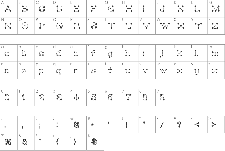 Matchstick font character map preview