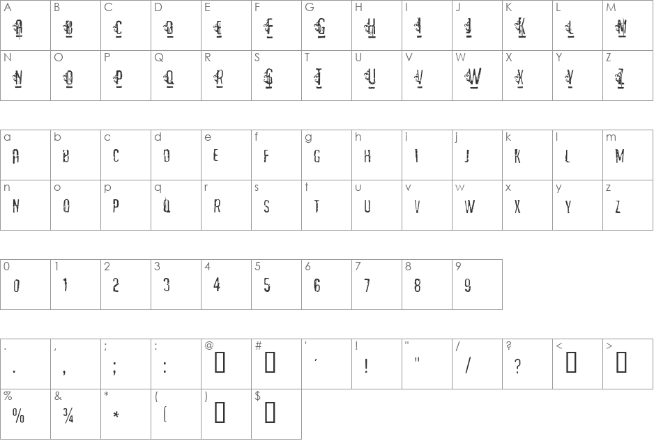 Matejo font character map preview