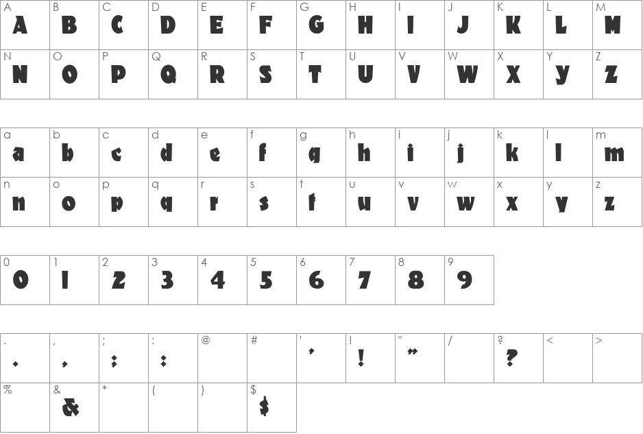 Materhorn font character map preview