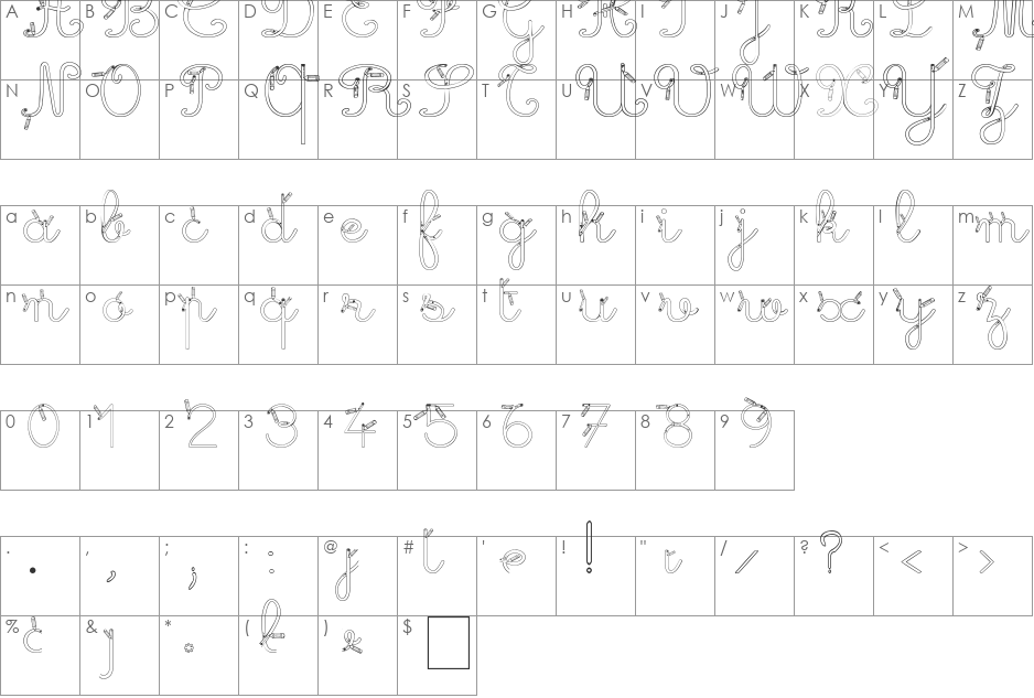 Maternellecolor creuse font character map preview