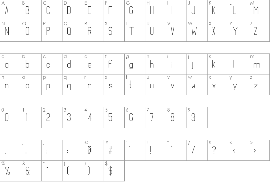 Mathematical font character map preview