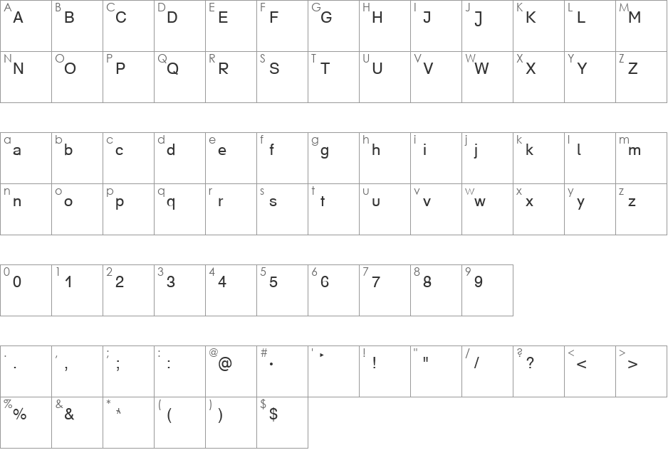 MathHigh Becker font character map preview