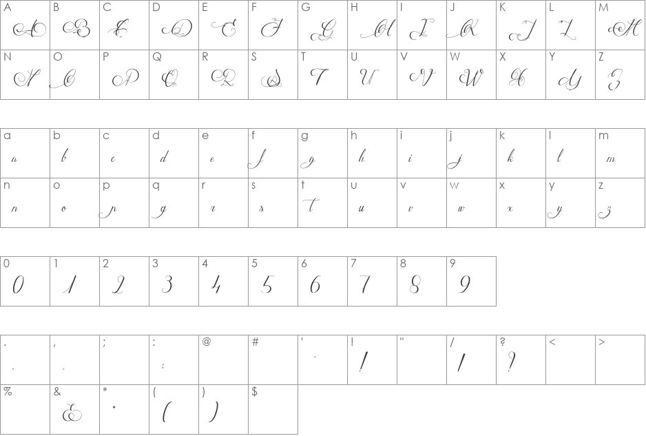 Mathilde Castleland font character map preview