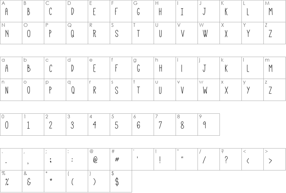 Mathlete font character map preview