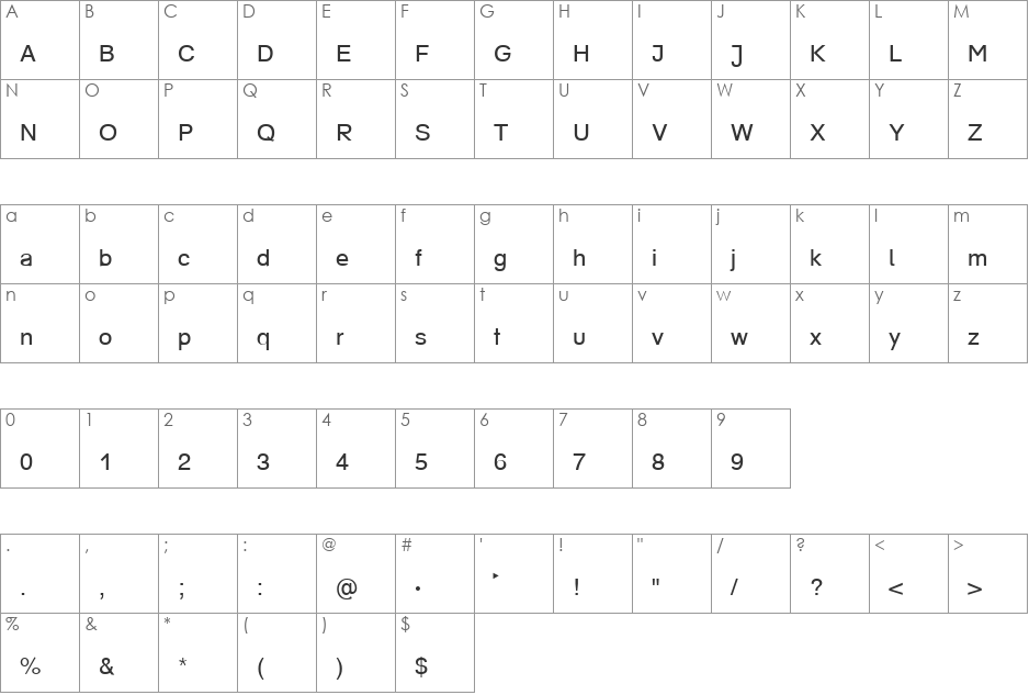 MathLow Becker font character map preview