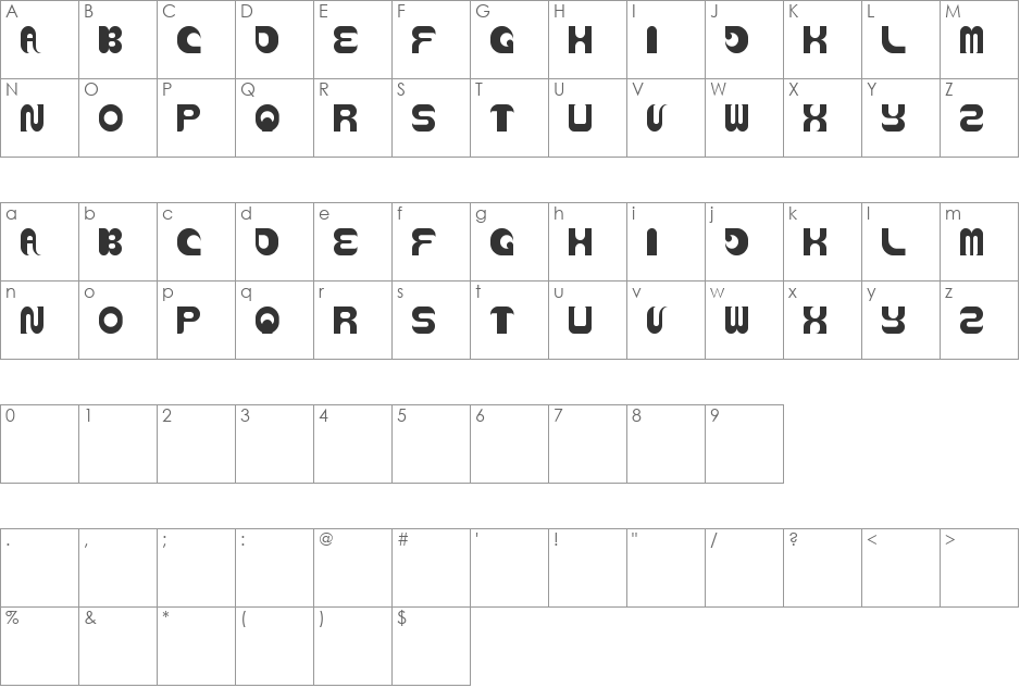 AVIATOR font character map preview