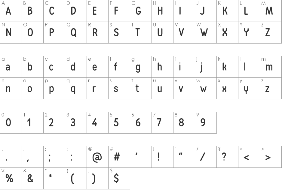 Matias font character map preview