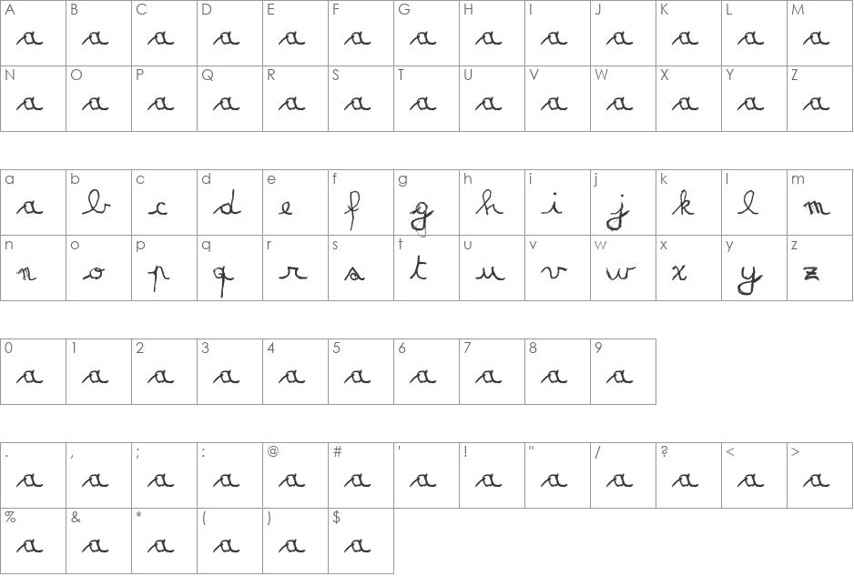 MATILDAS GRADE SCHOOL HAND_DEMO_script font character map preview