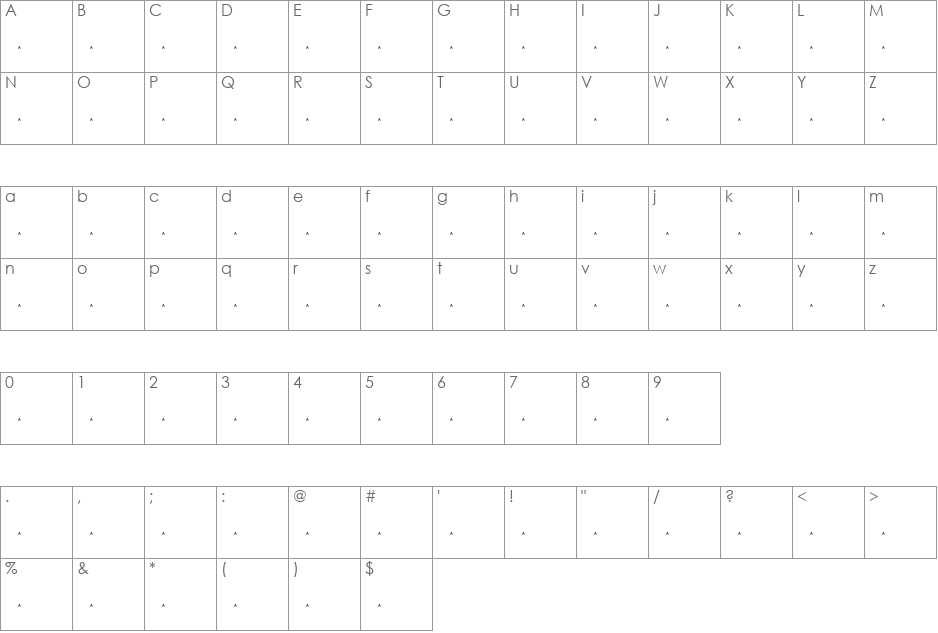 Avicii font character map preview