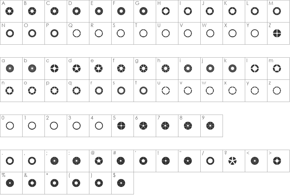 Matonomannaka font character map preview