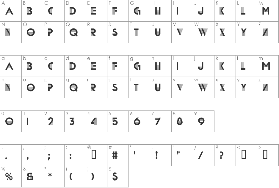Matra font character map preview
