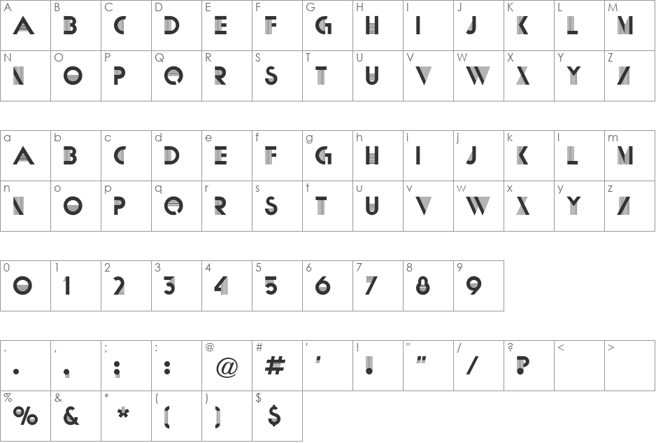 Matra CG font character map preview