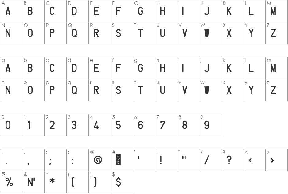 Matricula Espanola font character map preview