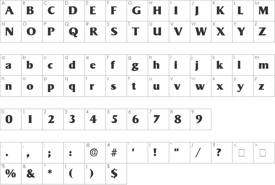 Matrox Display SSi font character map preview