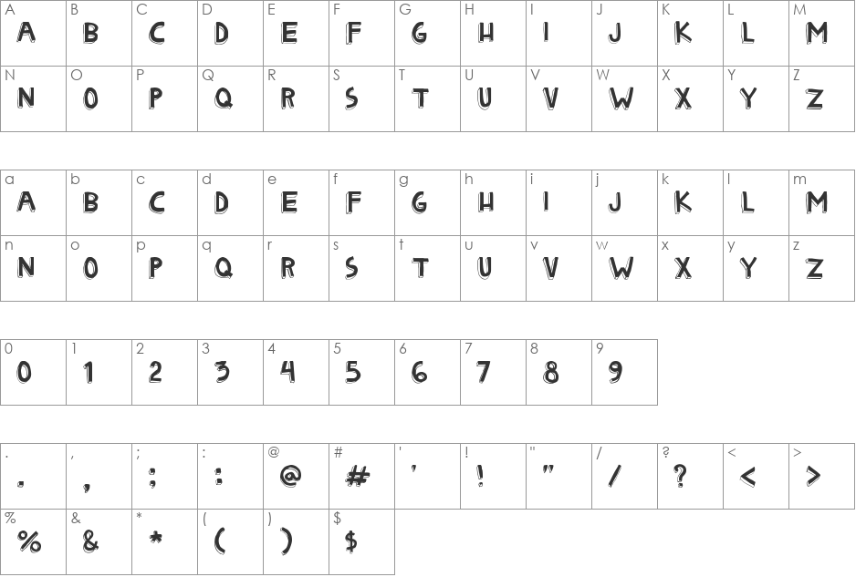 Matryoshka font character map preview