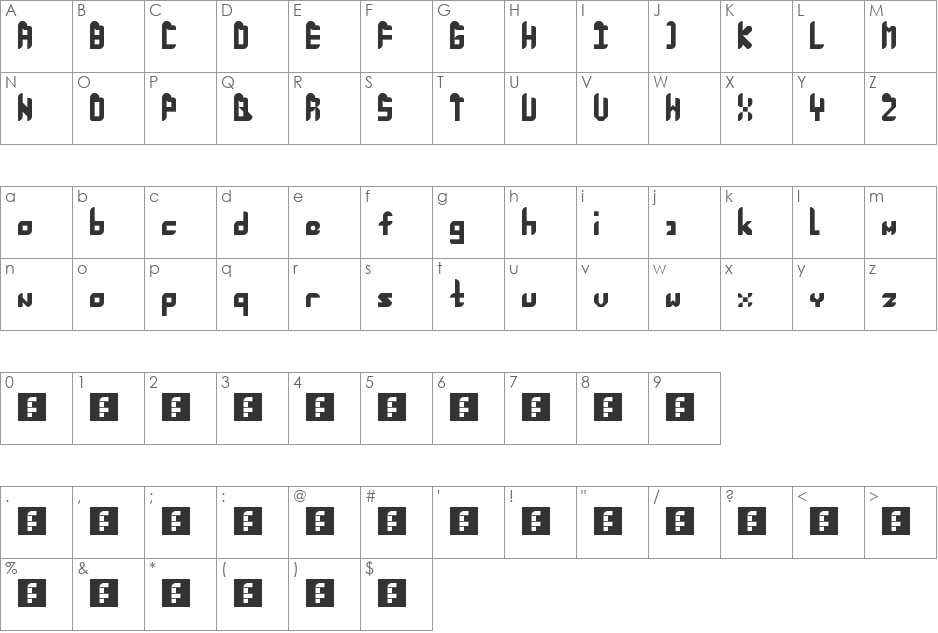 Matt Grey font character map preview