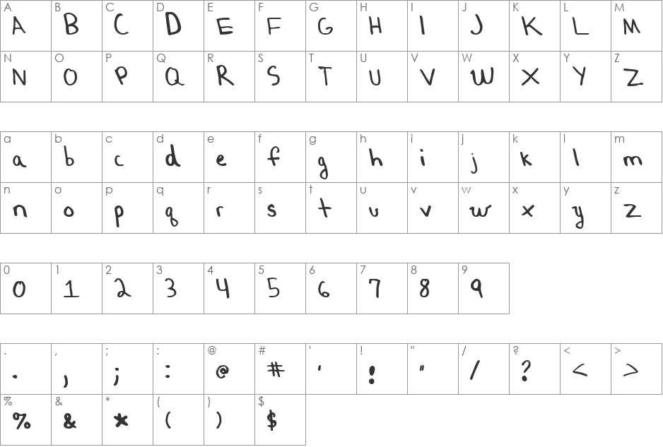 Matt9 font character map preview