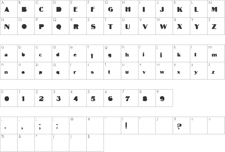 Mattaaus font character map preview