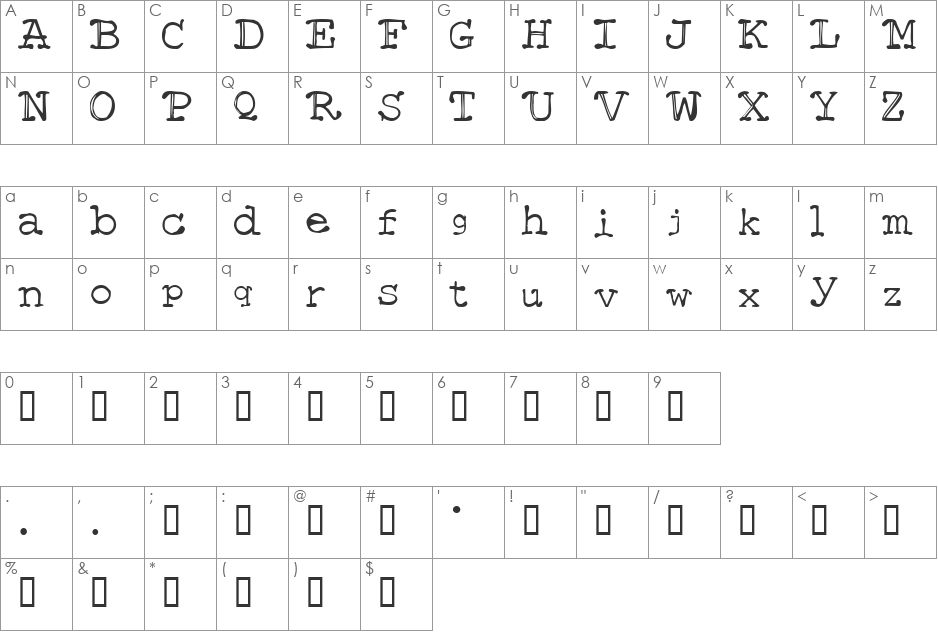 Mattfont Squished font character map preview