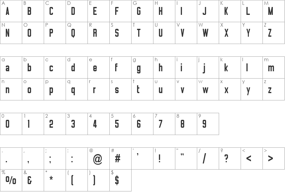 Matthan Sans NC font character map preview