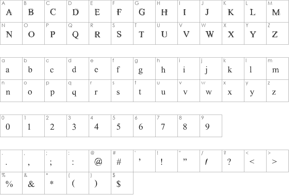 Maudlin Sketch font character map preview
