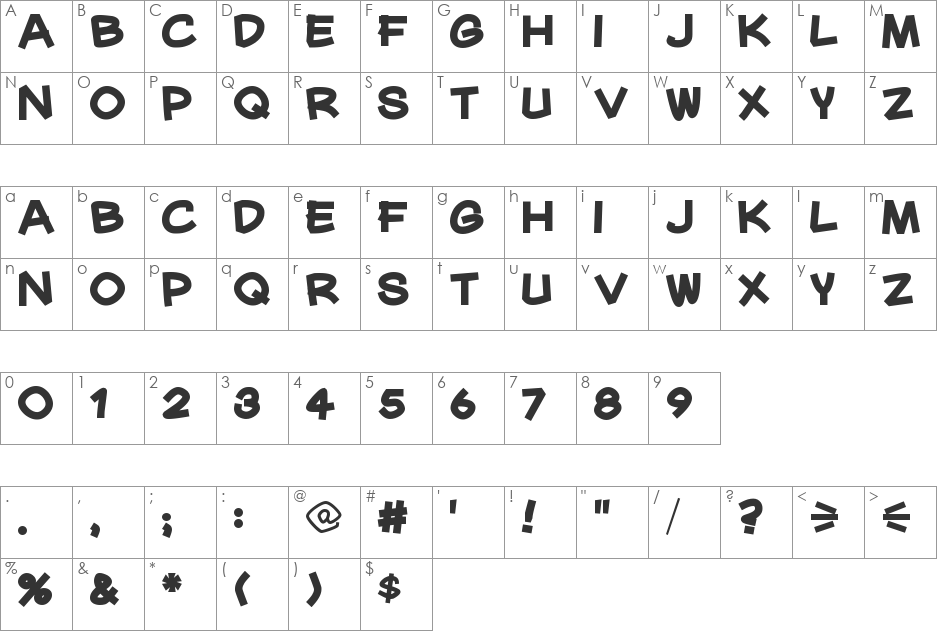 Mauryssel font character map preview