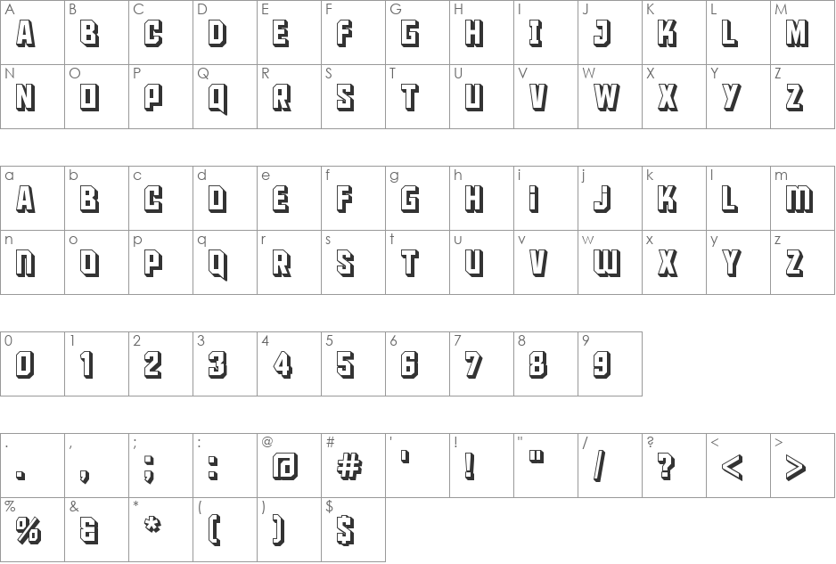 Maus font character map preview