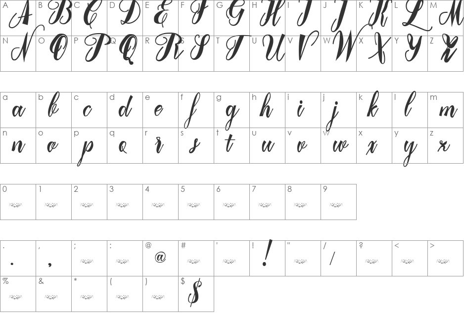 Mavblis Demo - For Persona font character map preview