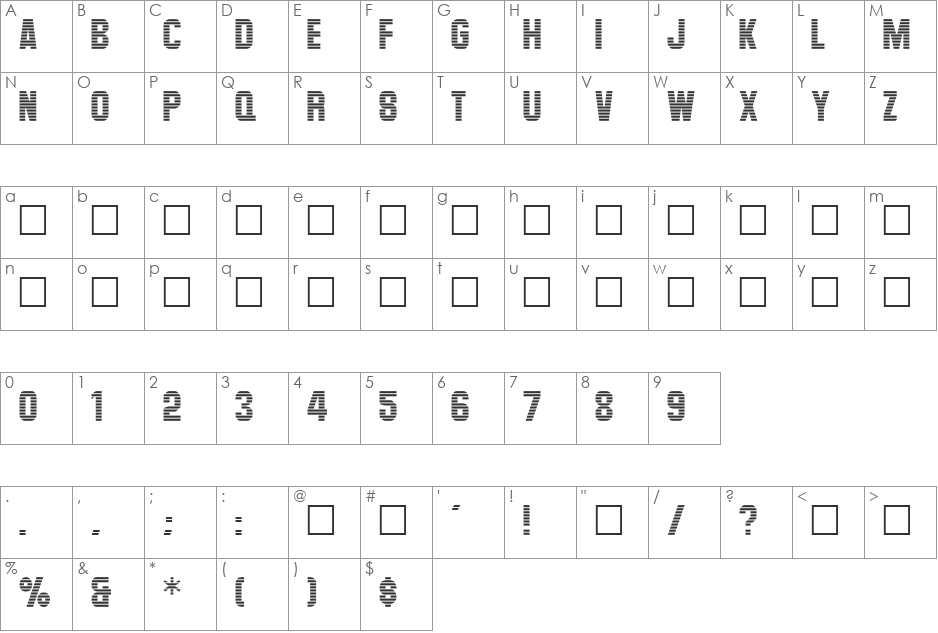 Maverick font character map preview