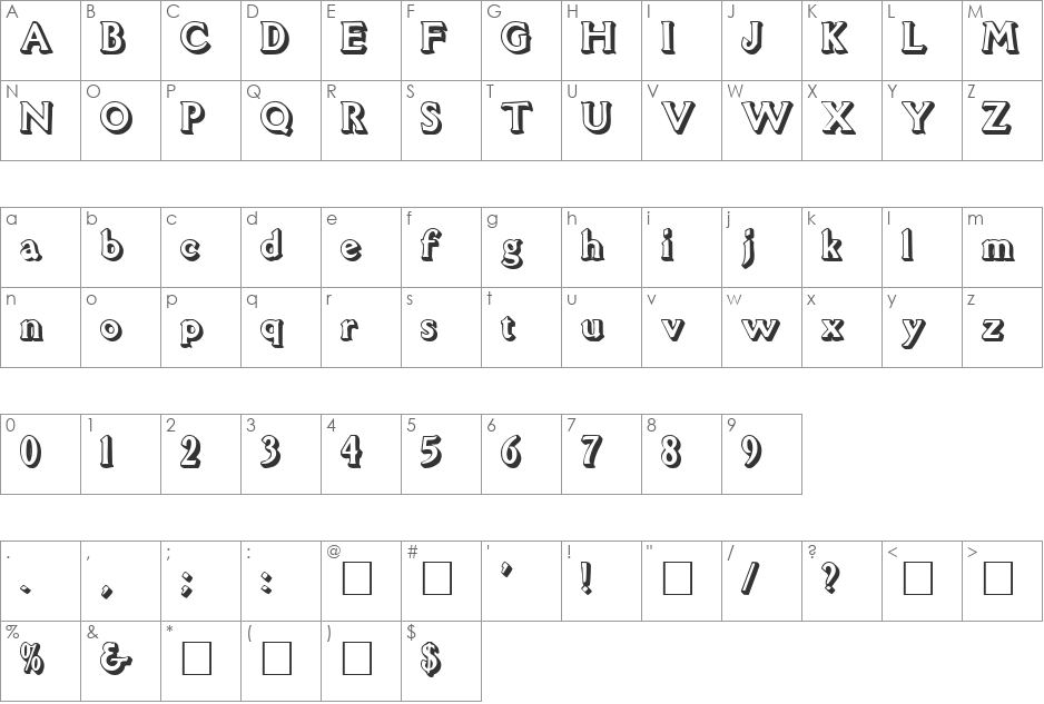 Avion font character map preview