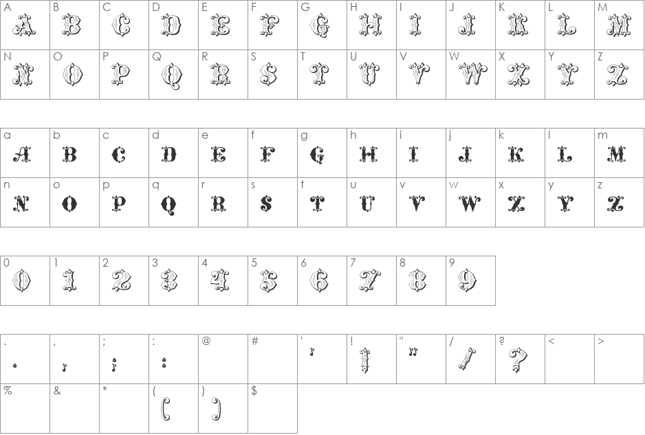 Maverick's Luck KQs font character map preview