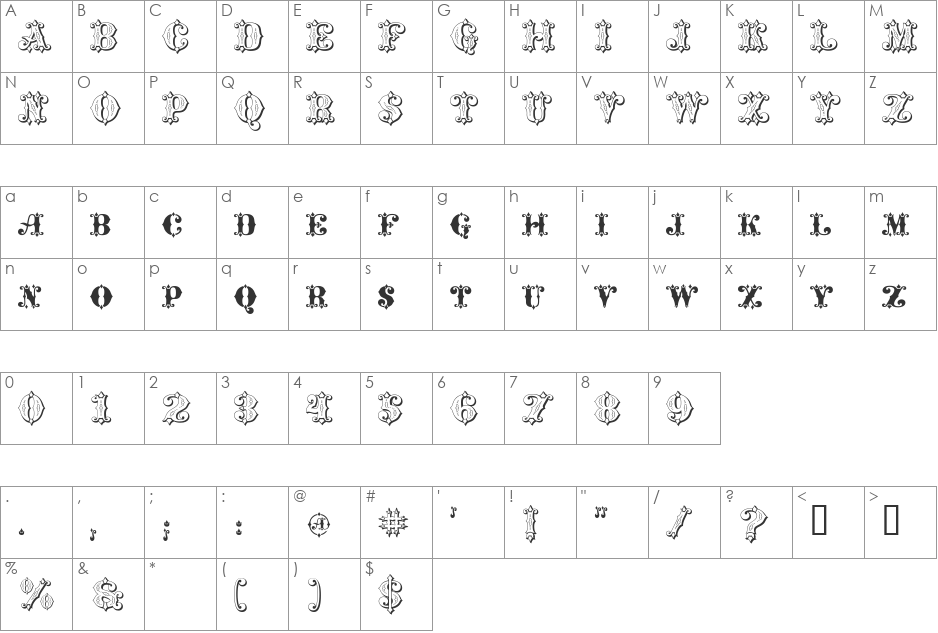 Maverick's Luck KQs font character map preview