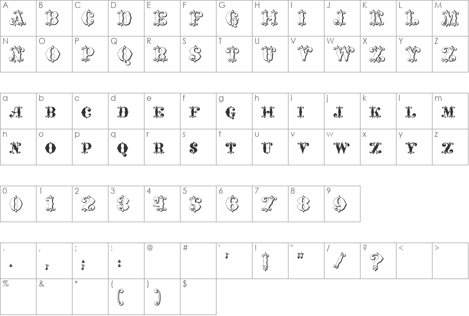 Maverick's Luck QJs font character map preview