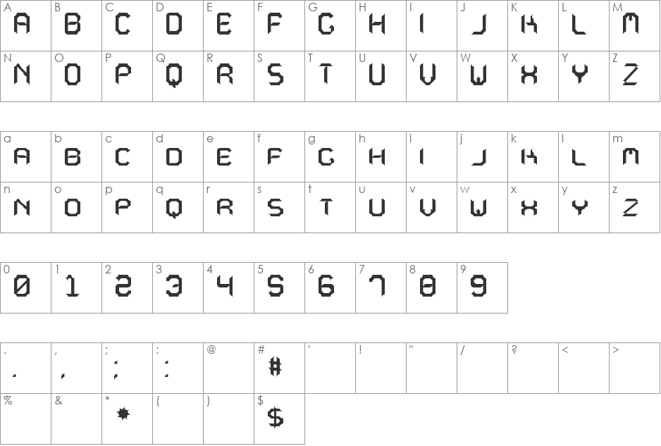 Mavole Sinpo tfb font character map preview