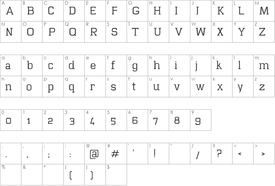 Mawi font character map preview