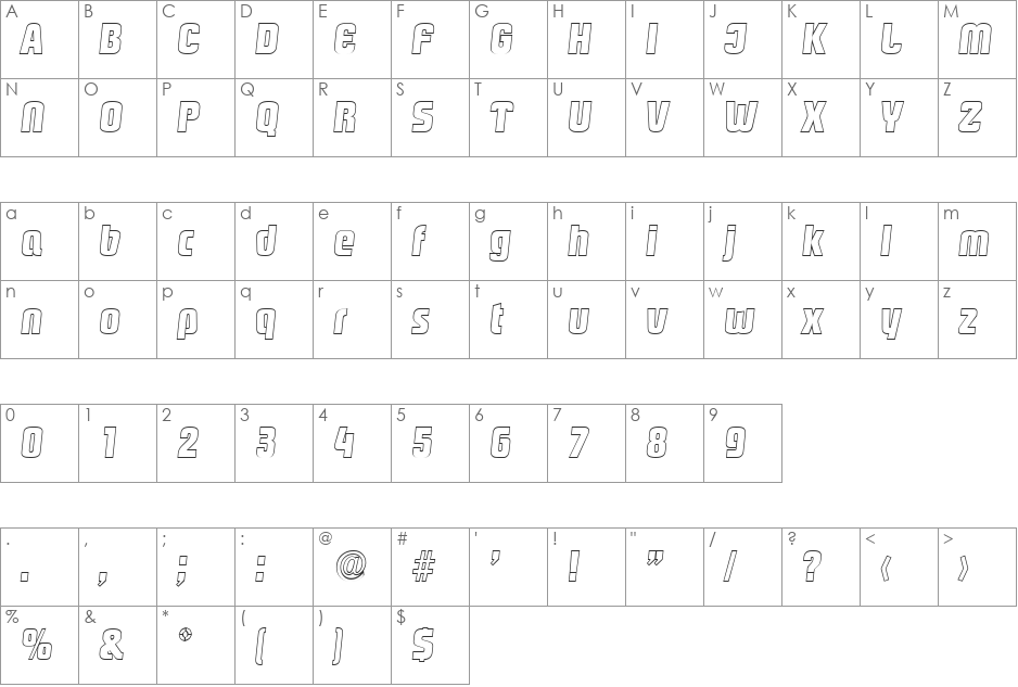 MaxBeckerOutline-ExtraBold font character map preview