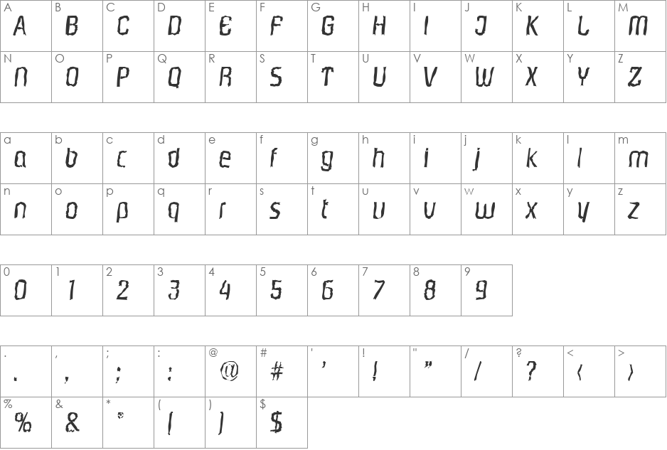 MaxBeckerRandom font character map preview