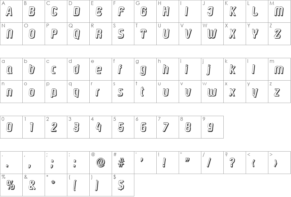 MaxBeckerShadow-Medium font character map preview