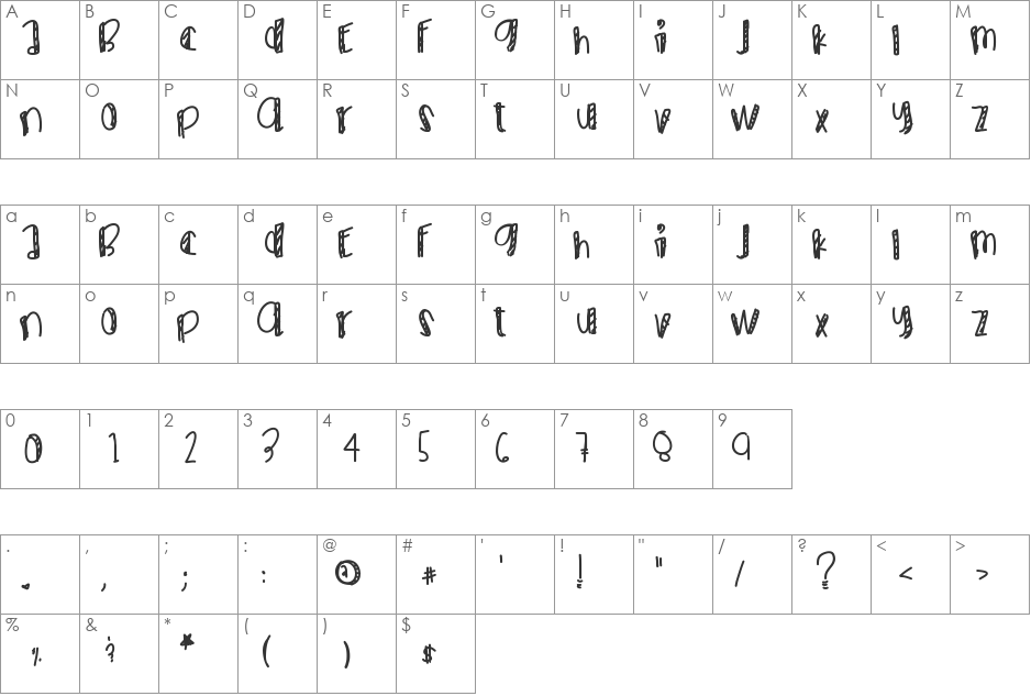 MaxBeCool font character map preview