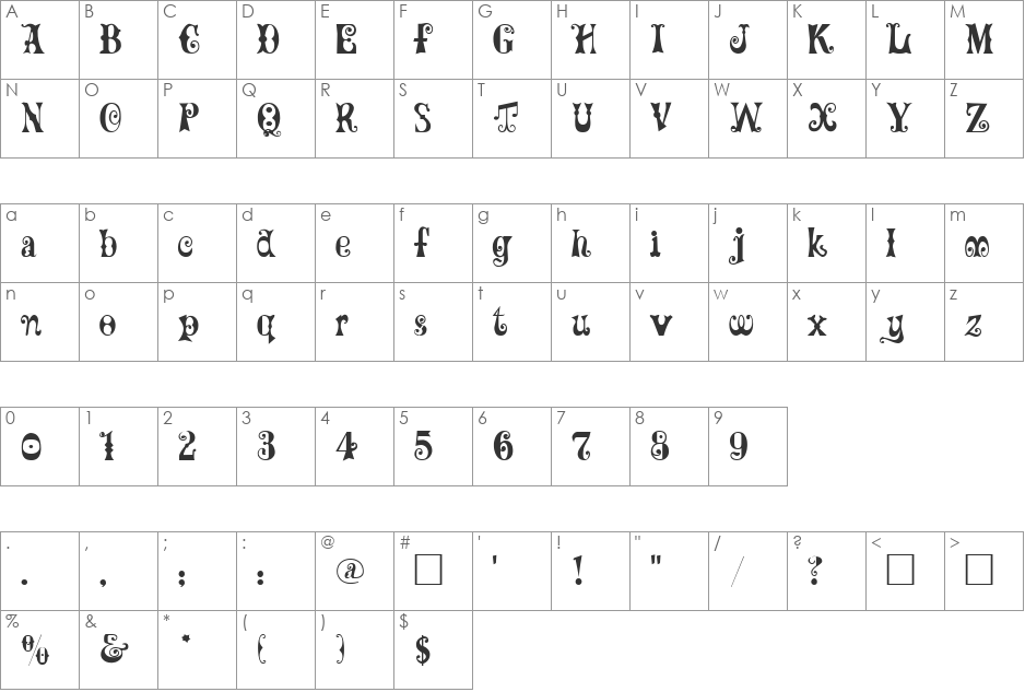MaxCircus font character map preview