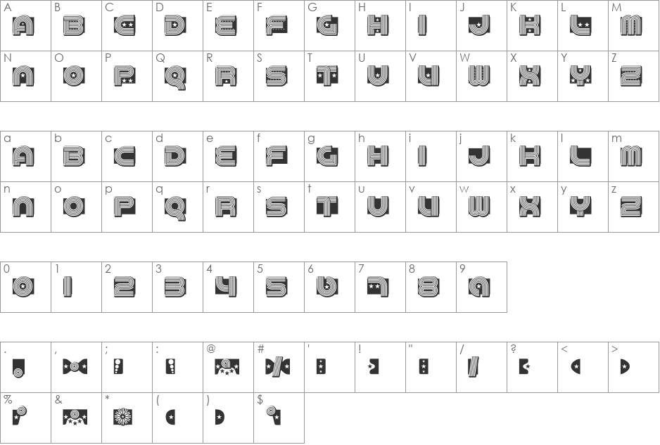 MaxiGroove font character map preview