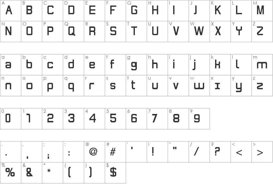 Maximilien font character map preview