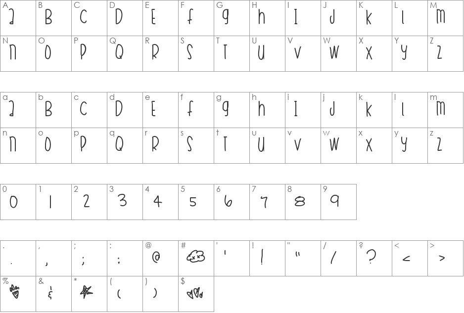 MaxiTheChiwahwah font character map preview