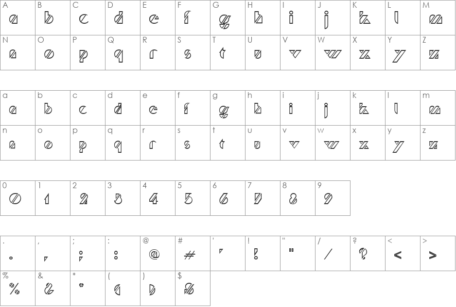 Maxwell font character map preview