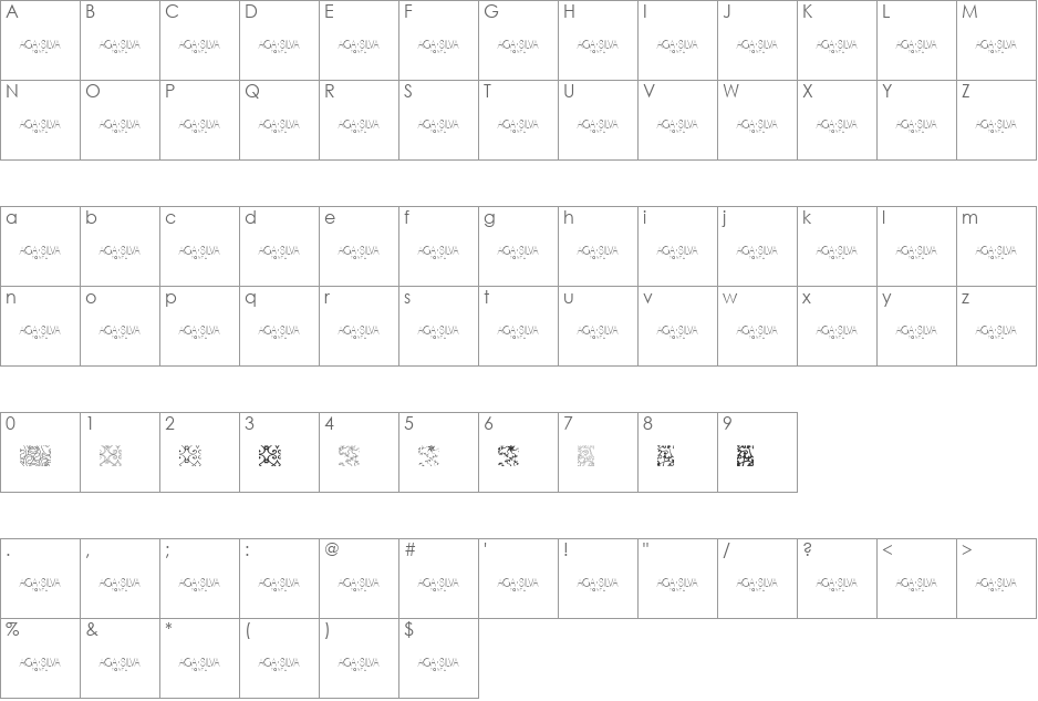 Maya Tiles PROMO font character map preview