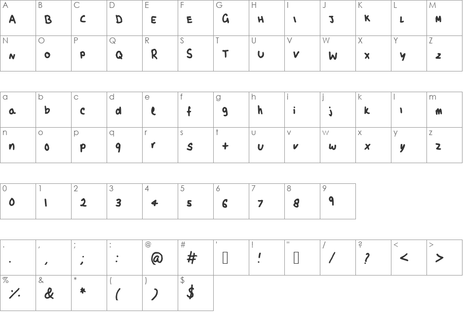 Maya_s_Script font character map preview