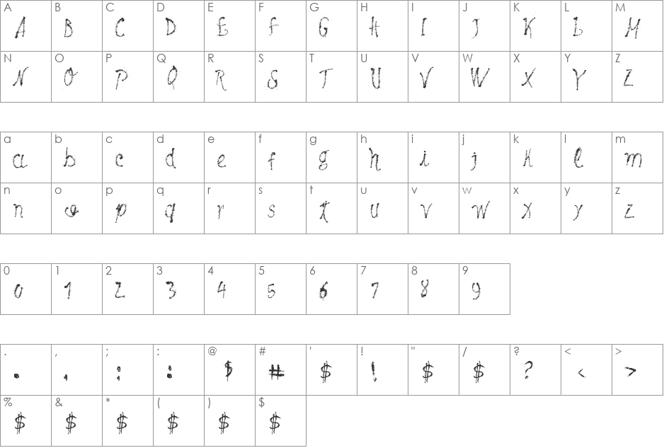 Maybe Pollock font character map preview