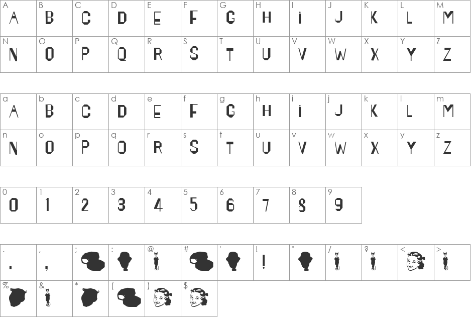 Maynard font character map preview