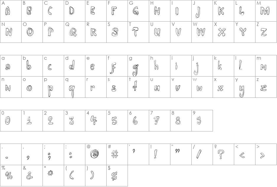 Mayonaise font character map preview