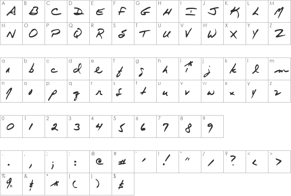 Mayonaise font character map preview